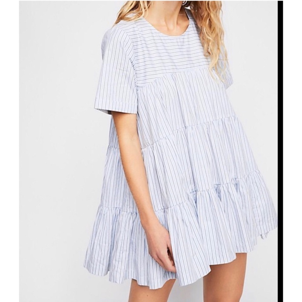 Free People Blue Striped Tunic Top